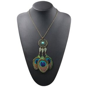 *CLEMENTINE* Peacock Feather Pendant Necklace